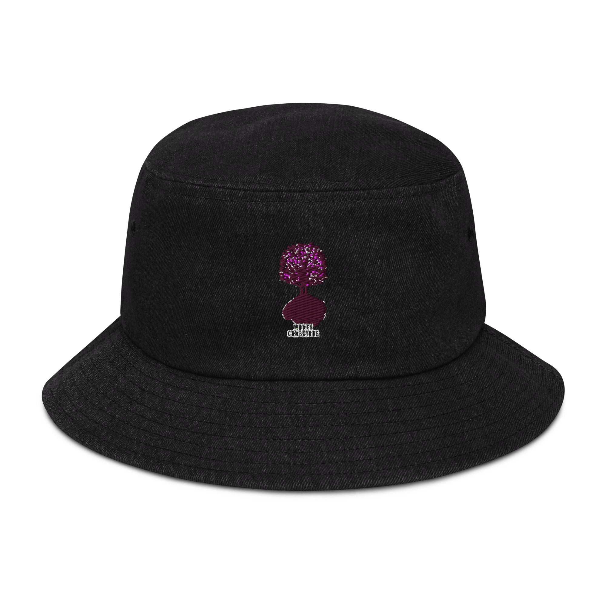 Black Stretch Denim Reversible Bucket Hat of Retro Old School 